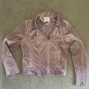Velvet jacket light pink with zipper pockets size large